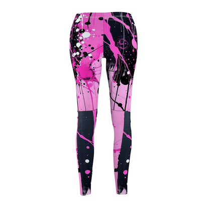 Pink Paint Splash Leggings — Women's Abstract Art Activewear