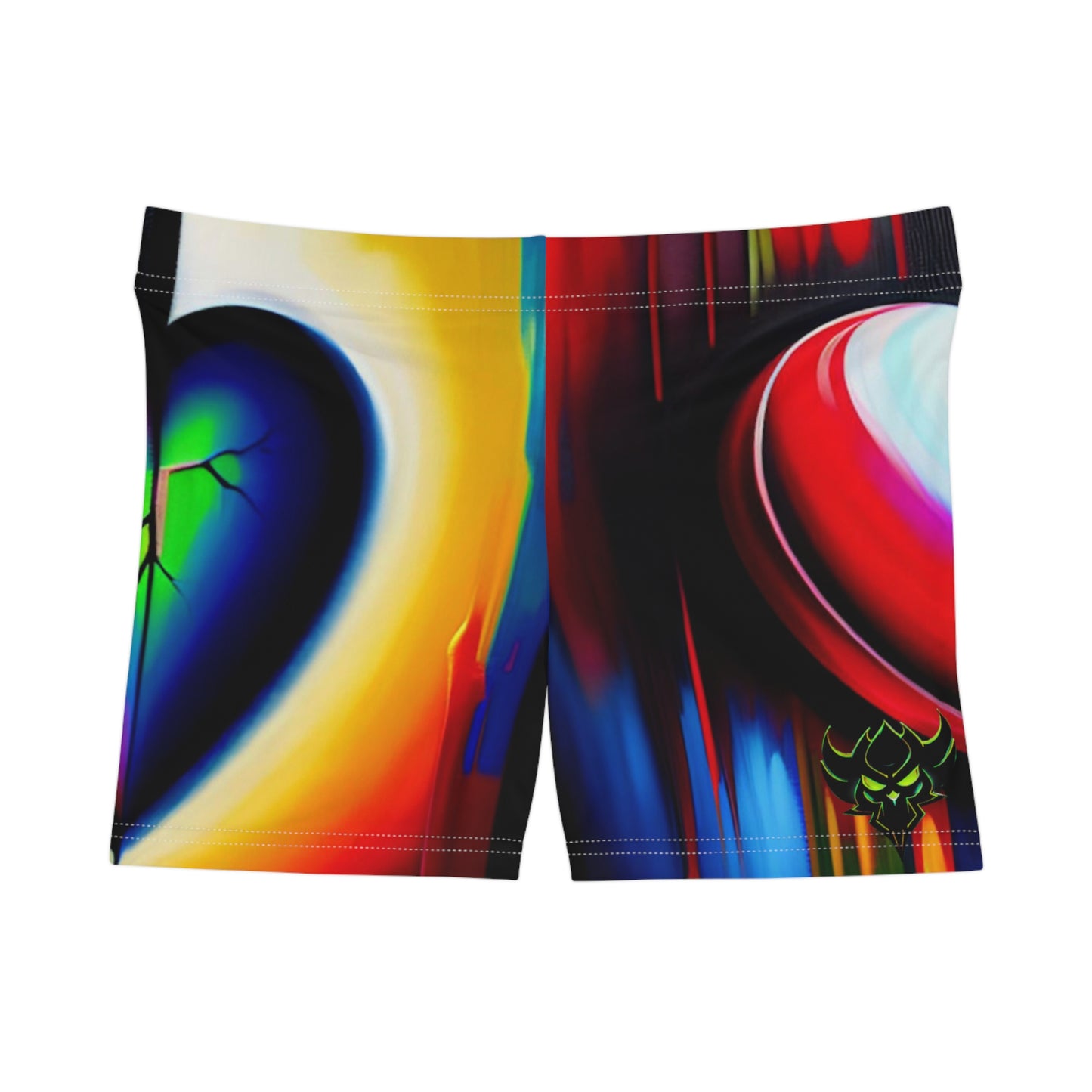 "Heartache" Colorful Abstract Heart Women's Shorts - Vibrant Summer Wear
