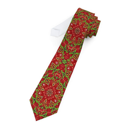 Ungodly Logo Red & Green Kaleidoscope Necktie - Festive Holiday Floral Pattern