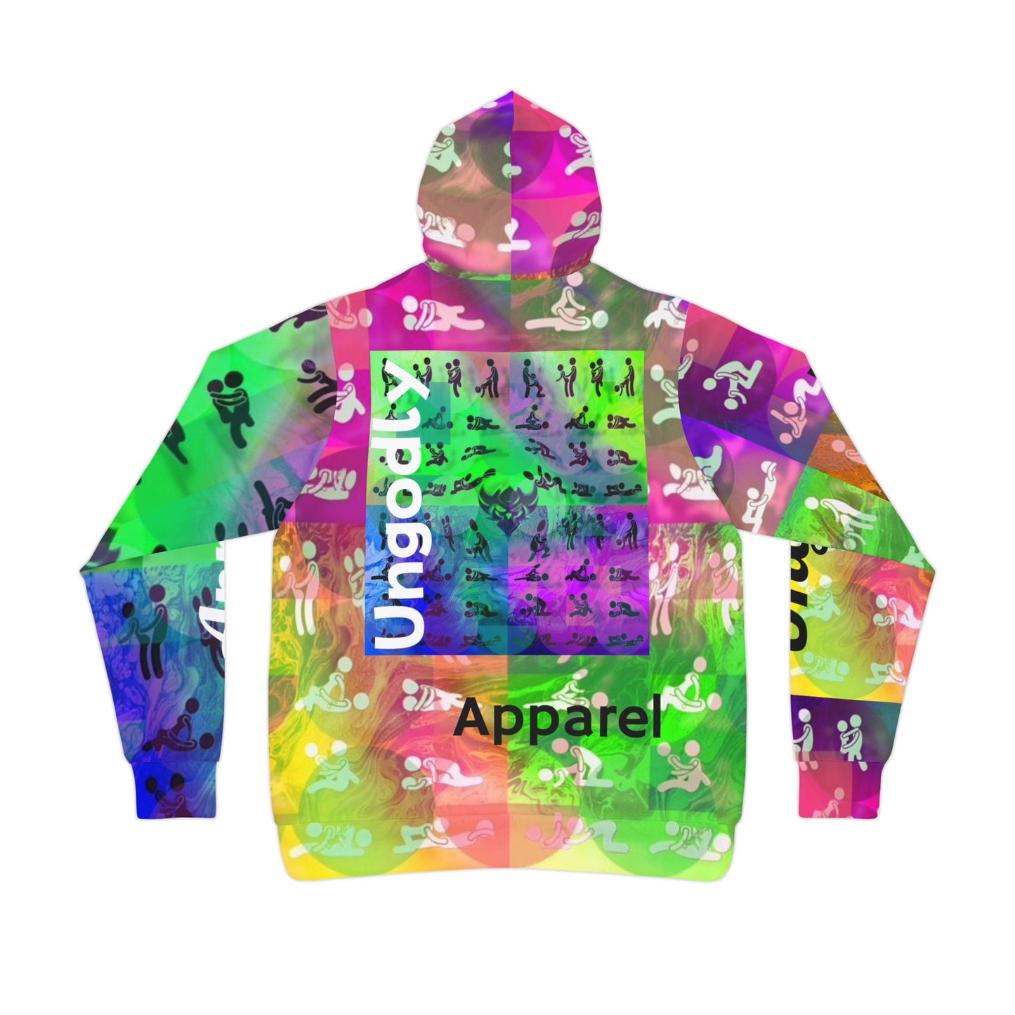 "Ungodly Positions: Karma Sutra" Vibrant Unisex Athletic Hoodie for Active Lifestyle