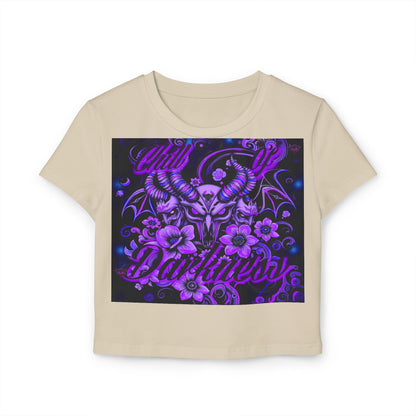 "Chill in Darkness" Women's Baby Tee - Edgy Floral Graphic Tee