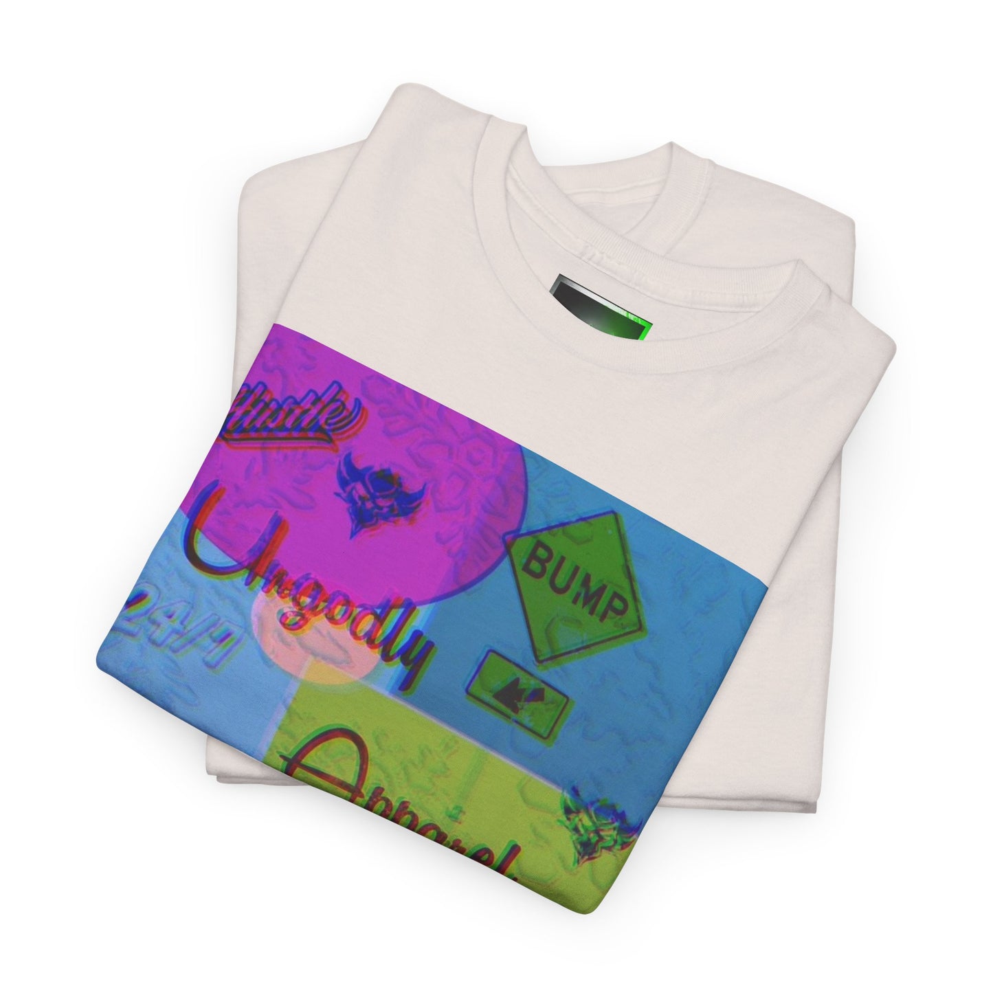 Abstract Pop-Art Graphic Tee — 'Apparel' Color Block Design