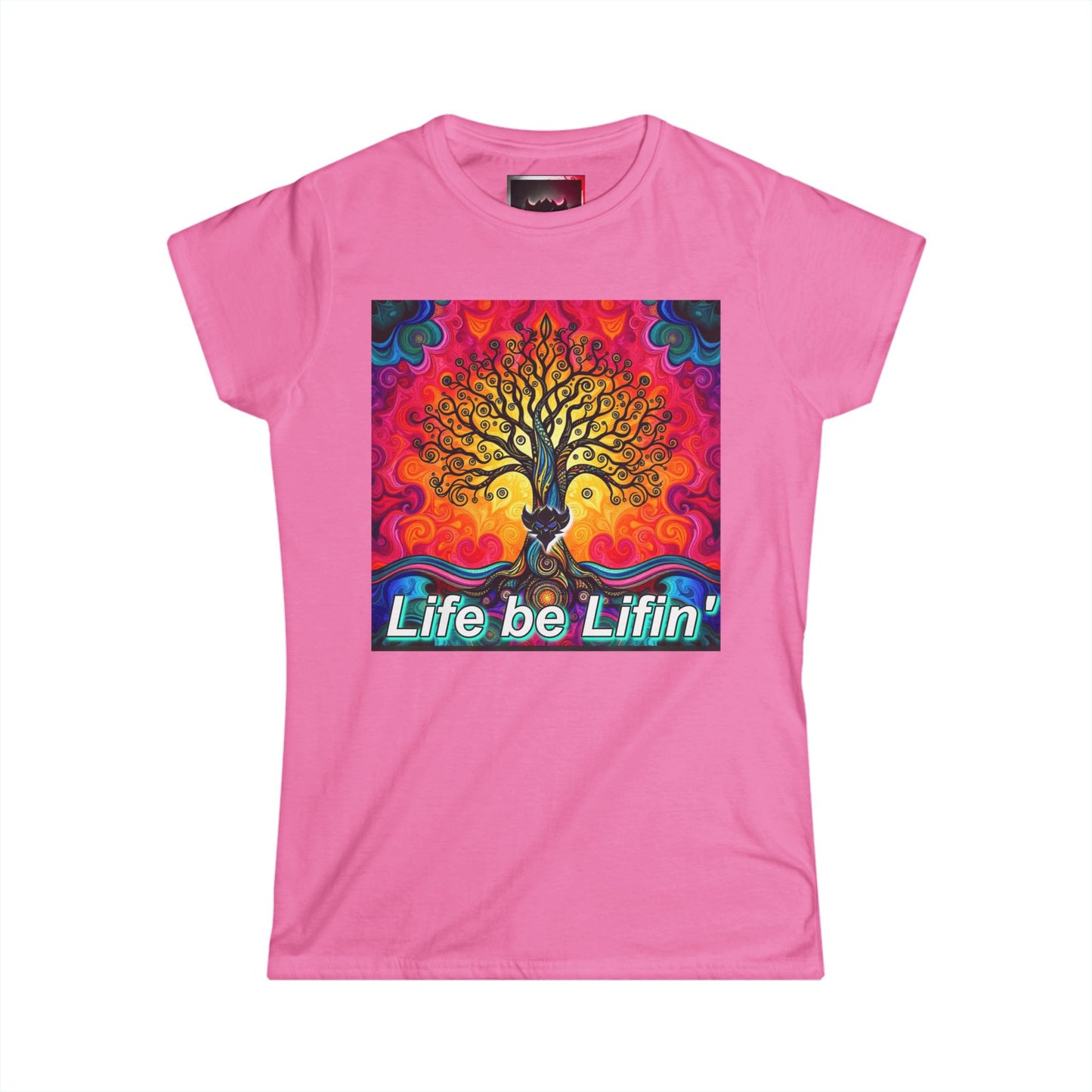 "Life be Liftin" Women's Softstyle Tee - Vibrant Tree Design for Positive Vibes