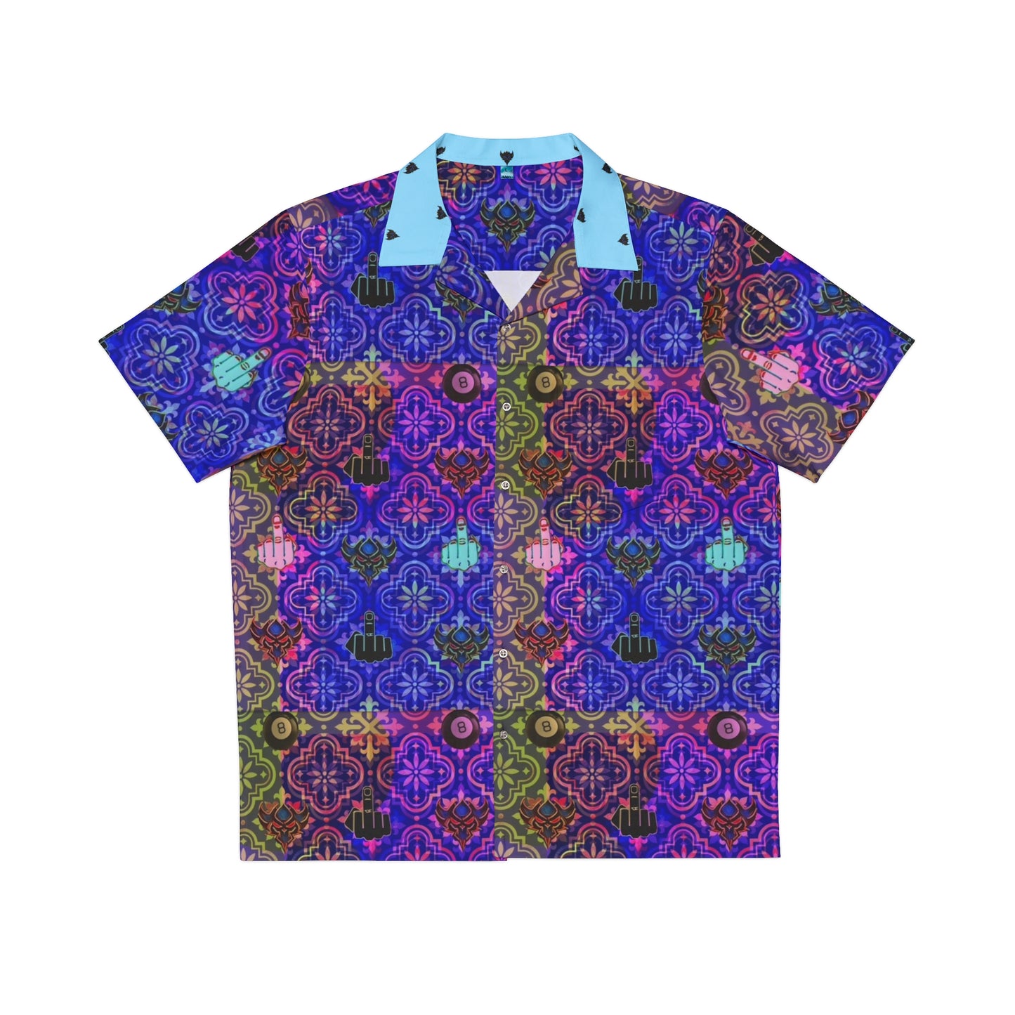 Ungodly Apparel Middle Fingers and 8 ball Hawaiian Shirt