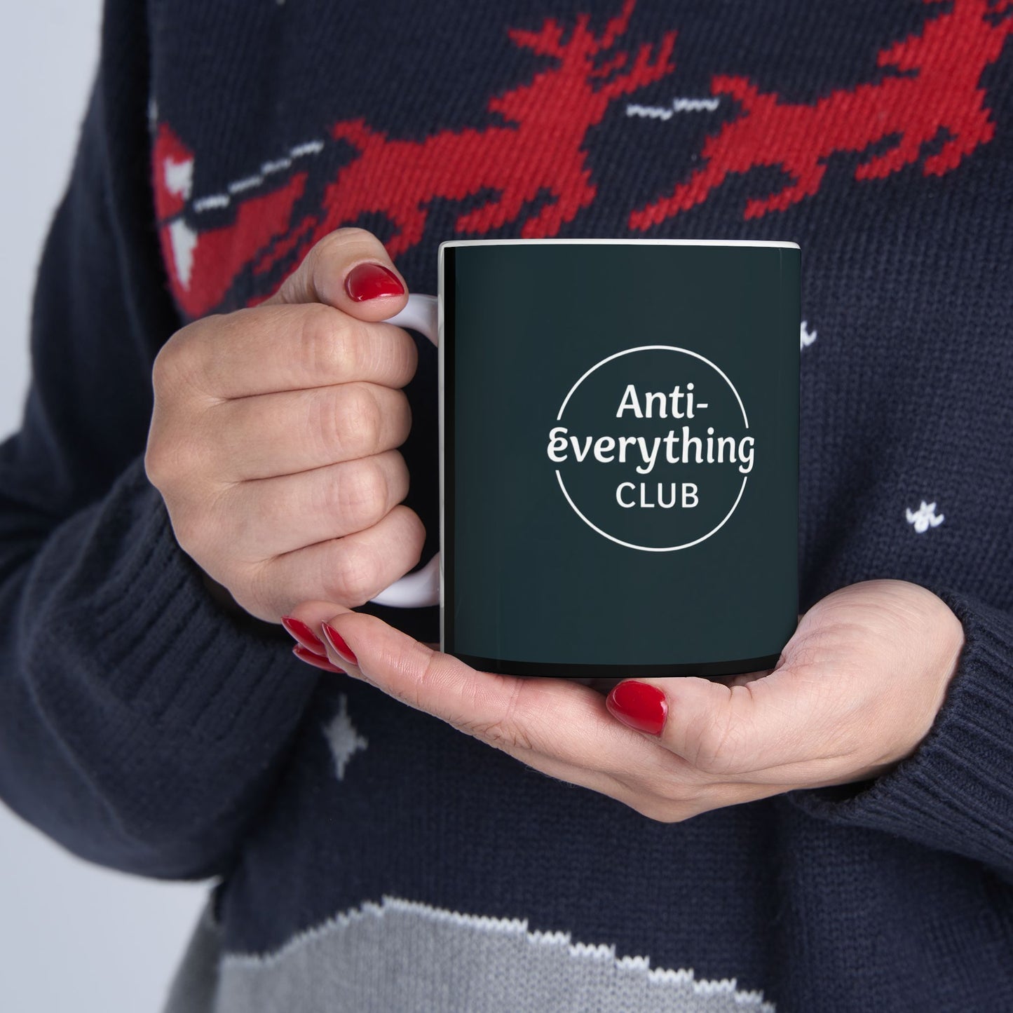 Ceramic Mug - "Anti-Everything Club" Graphic Coffee Cup