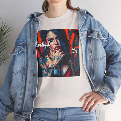 "Locked In" Latina Unisex Heavy Cotton Tee - Bold Tattoo Art for Everyday Wear