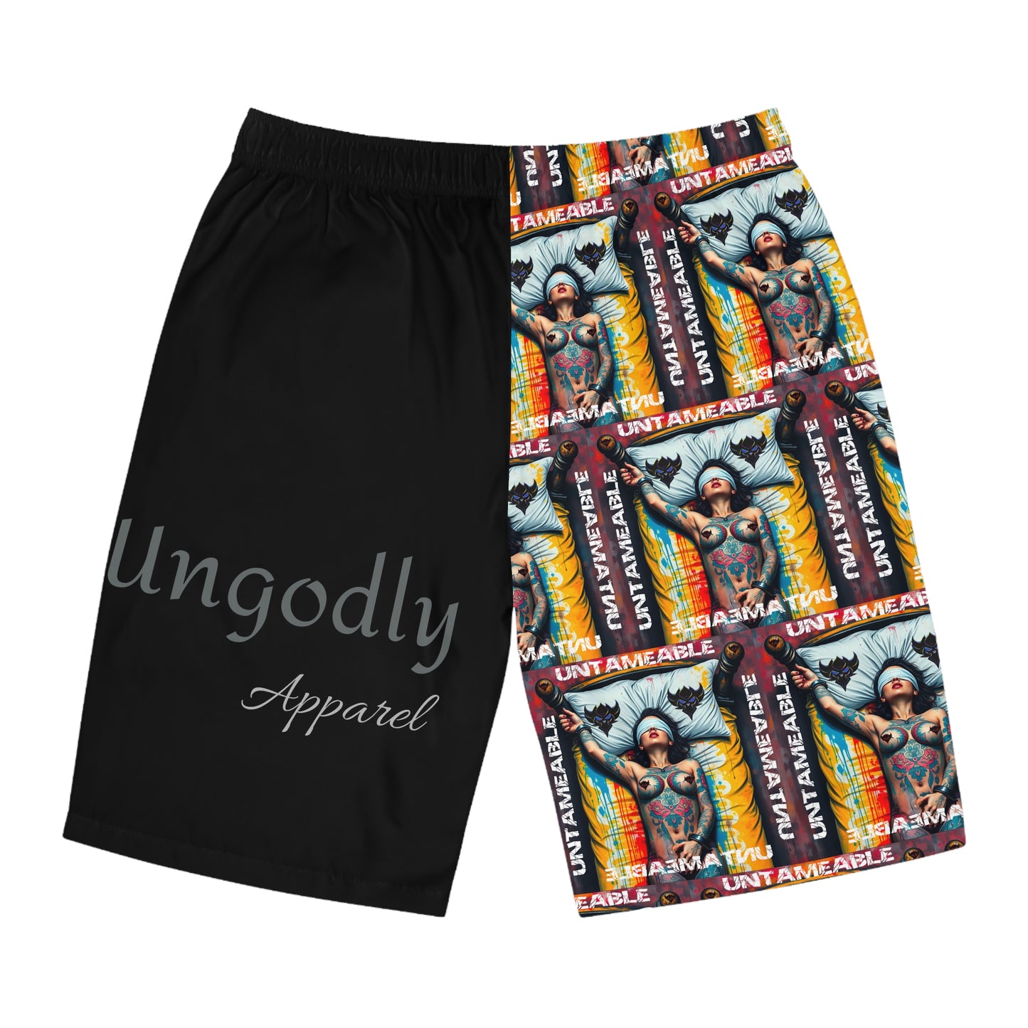 "Certified Brat Whisperer/Untameable" Trendy Graphic Board Shorts for Men, Colorful Beachwear, Perfect for Summer, Pool Parties, and Casual Days