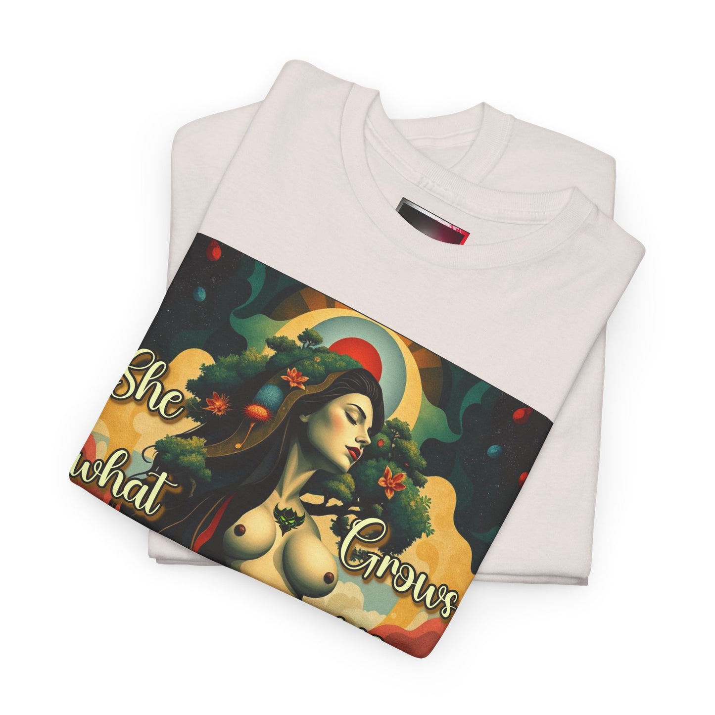 Inspirational Unisex Heavy Cotton Tee - "She Grows What We Forget to Cherish"