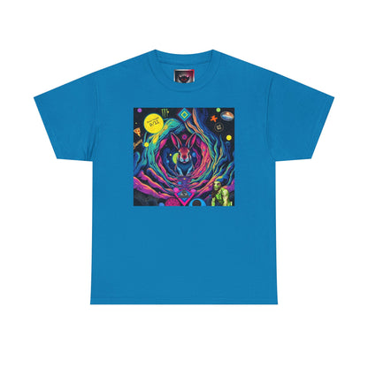 Psychedelic Cosmic Rabbit Hole T-Shirt — Vibrant Trippy Space Art Tee