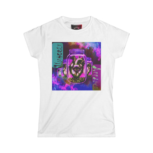 "Ungodly Heart" Colorful Vintage-Inspired Women's Softstyle Tee with Floral Jar Design
