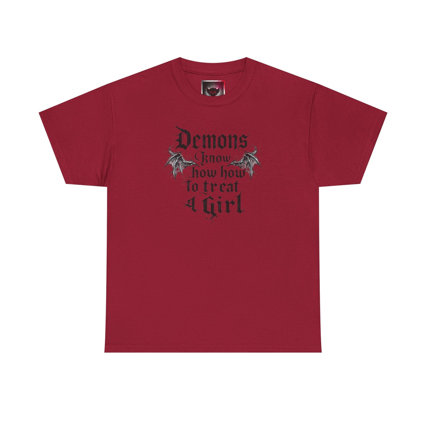 "Demons Know How to Treat a Girl" Gothic Graphic Tee for Dark Souls Enthusiasts, Unisex Heavy Cotton T-Shirt, Perfect for Halloween, Music Festivals, Casual Wear, [...]