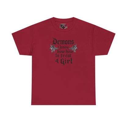 "Demons Know How to Treat a Girl" Gothic Graphic Tee for Dark Souls Enthusiasts, Unisex Heavy Cotton T-Shirt, Perfect for Halloween, Music Festivals, Casual Wear, [...]