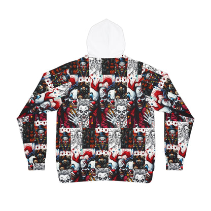 "Ungodly Wicked Clowns" Bold Artistic Athletic Hoodie, Unisex Streetwear, Unique Art Hoodie, Sporty Layering Piece, Festival & Casual Wear