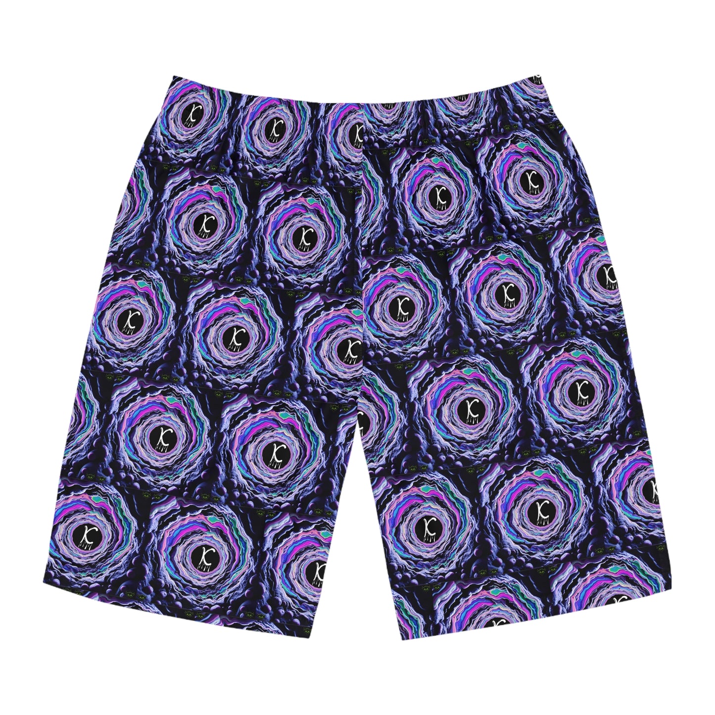 "K-Hole" Men's Board Shorts -Ketamine, Vibrant Swirl Pattern, Beachwear, Swim Trunks, Summer Essentials, Pool Party Attire, Vacation Outfit