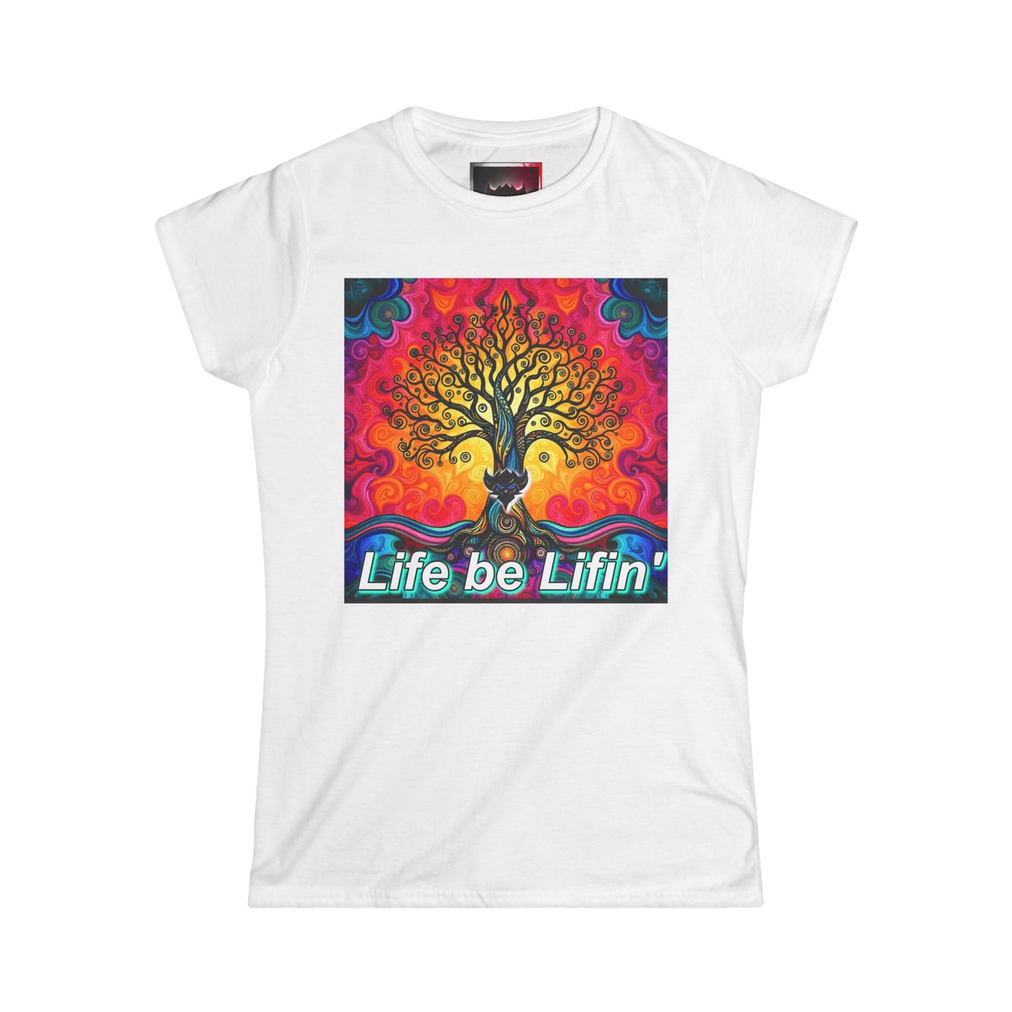 "Life be Liftin" Women's Softstyle Tee - Vibrant Tree Design for Positive Vibes
