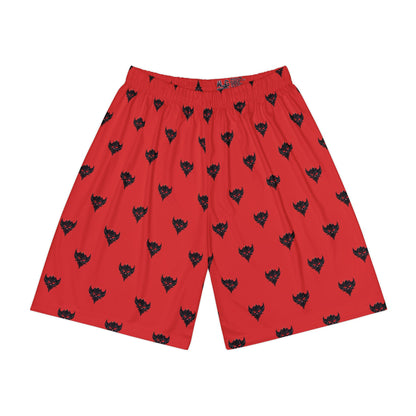 Red Men’s Athletic Shorts with Ungodly Apparel Logo Pattern