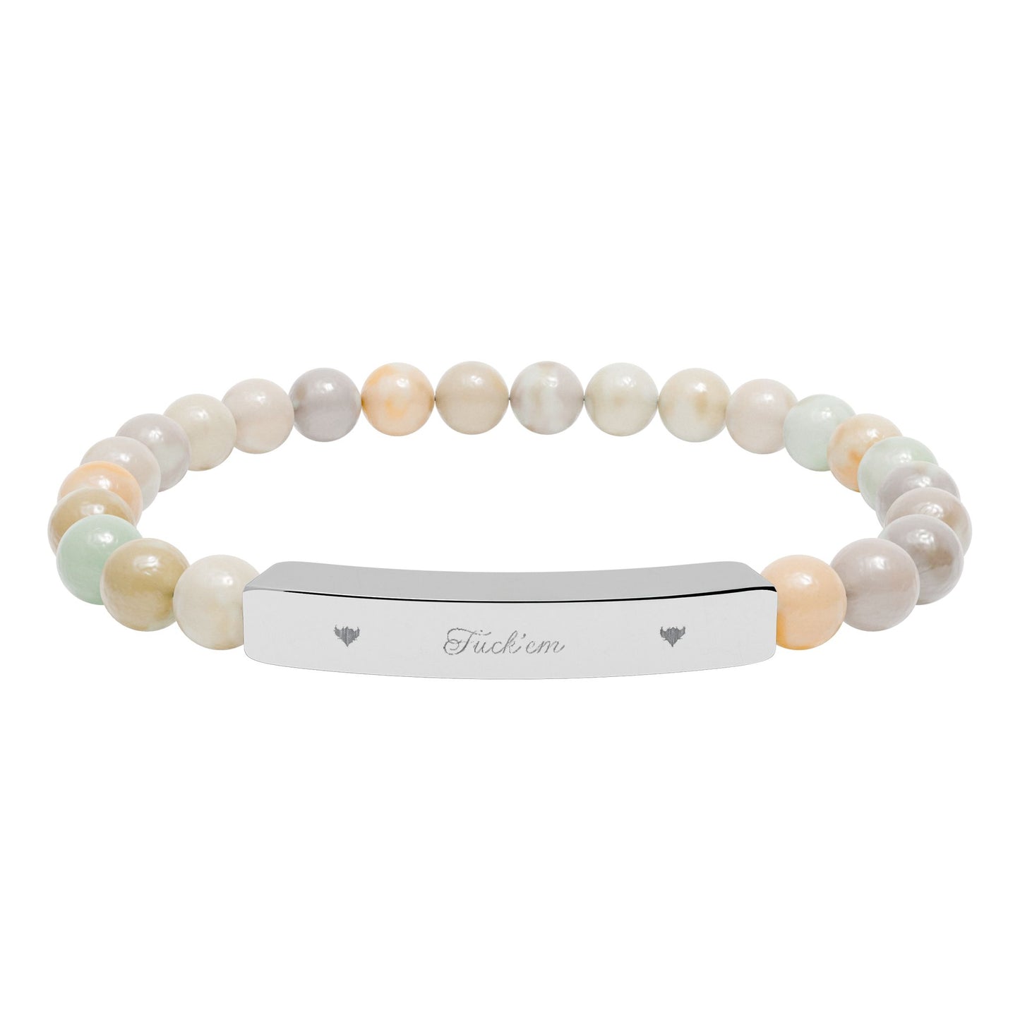 Engravable Natural Stone Stretch Bar Bracelet — Personalized Beaded Bracelet