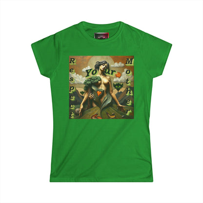 "Respect Your Mother" Women's Softstyle Tee - Eco-Friendly Graphic T-Shirt for Nature Lovers