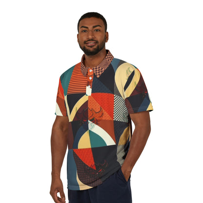 Geometric Retro Patchwork Polo Shirt
