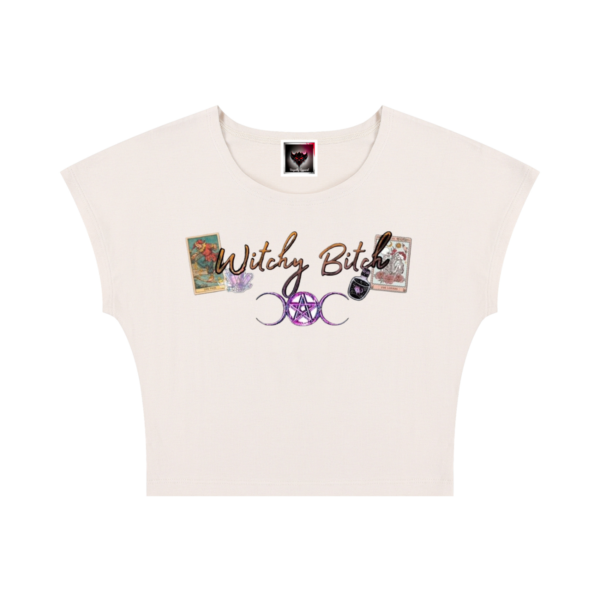 Women's Slim Crop T-Shirt "Witchy Bitch"