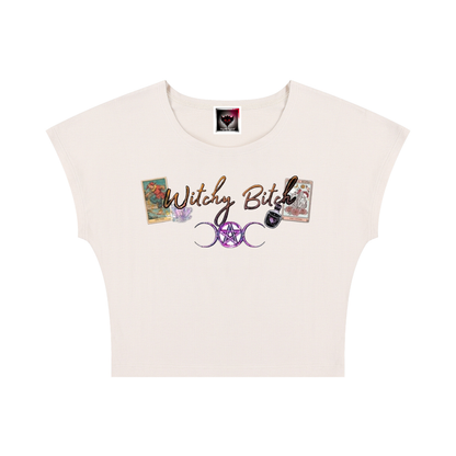 Women's Slim Crop T-Shirt "Witchy Bitch"