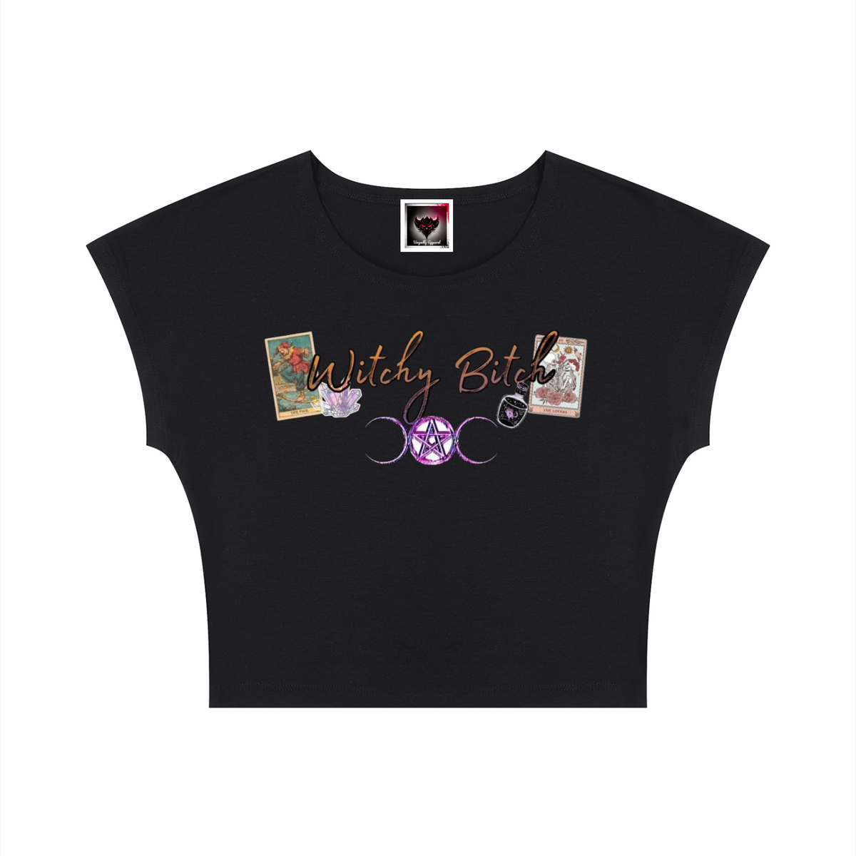 Women's Slim Crop T-Shirt "Witchy Bitch"