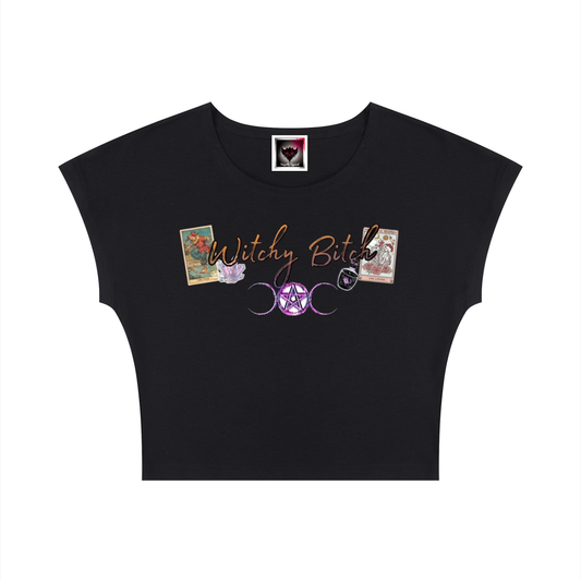 Women's Slim Crop T-Shirt "Witchy Bitch"