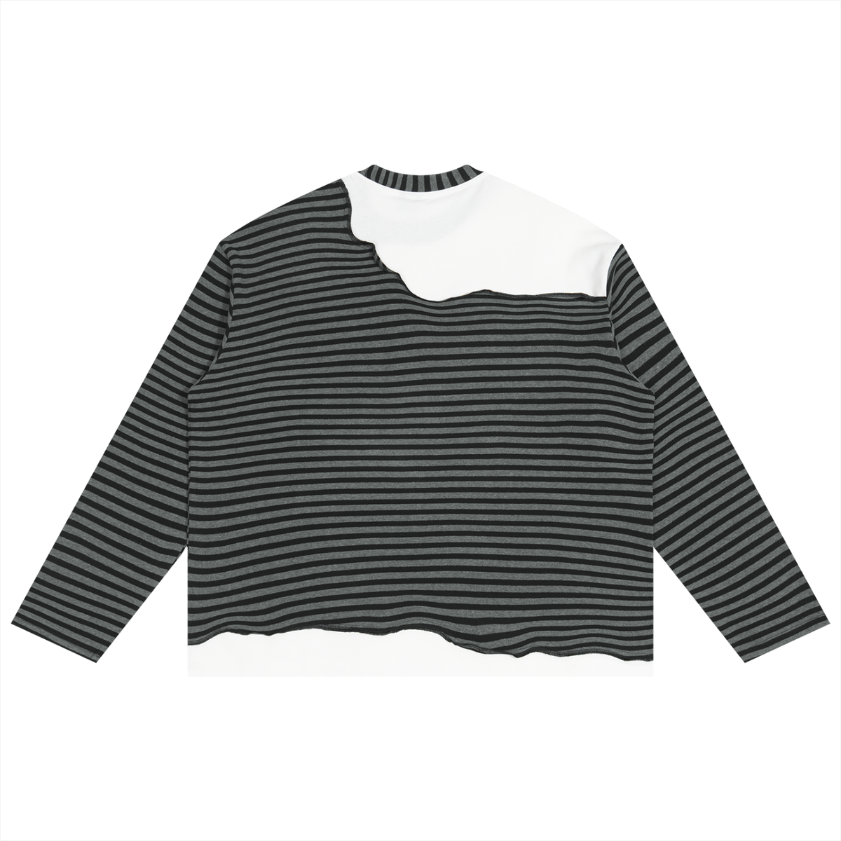 "UG Apparel Teal Font" Unisex Striped Panel Boxy Long Sleeve T-Shirt