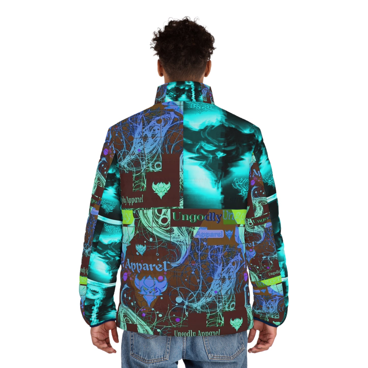 "Ungodly Mash Up" Urban Graphic Puffer Jacket - Bold Design