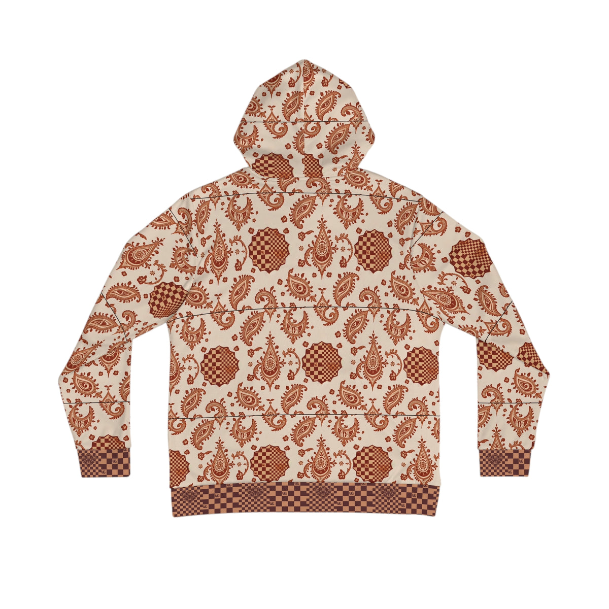 UG Apparel Checkerboard and Vintage Paisley Pattern Hoodie – Boho Retro Pullover