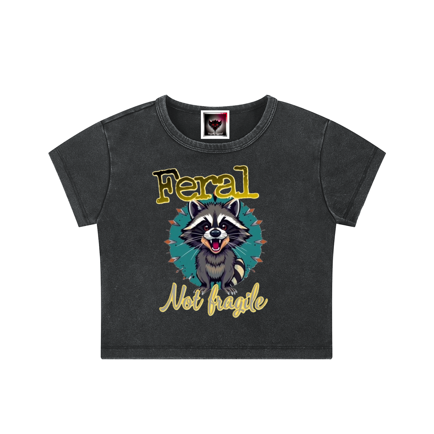 "Feral, Not Fragile" Snow Washed Crop Top