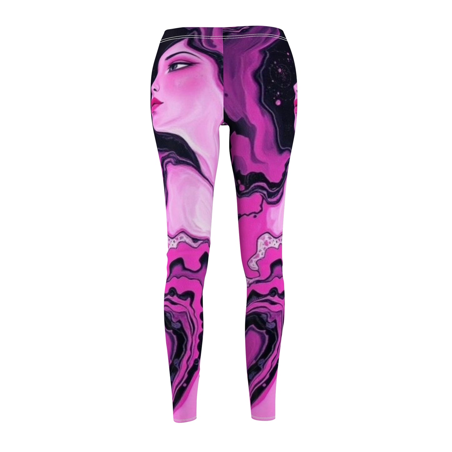 Pink Marble Face Leggings — Women's Artistic AOP Yoga & Casual Leggings