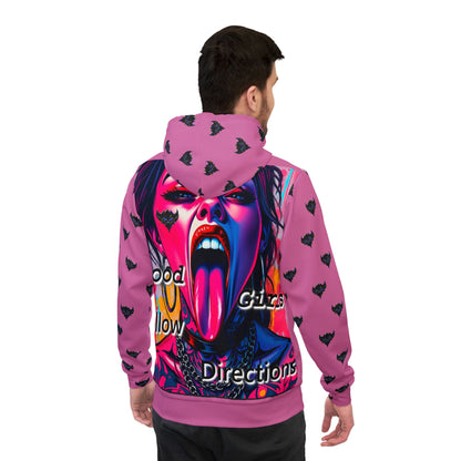"Good Girls Follow Directions" Graphic Hoodie - Bold Pink Athletic Wear