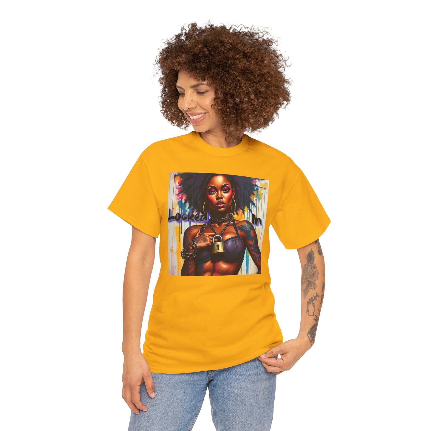 Empowered Art Unisex Heavy Cotton Tee - "Locked In" Design BLK