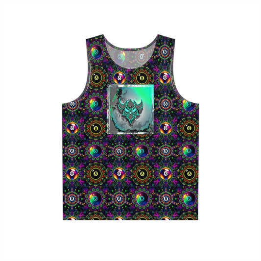 "Ungodly 8 Ball" Vibrant Men's Tank Top, Festival Wear, Summer Essential, Graphic Sleeveless Shirt, Casual Streetwear, AOP Design