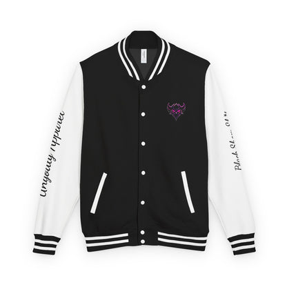 Letterman Jacket — Pink Kaleidoscope "Black Sheep of the Family"  Design with 'Ungodly Apparel' Sleeve Text