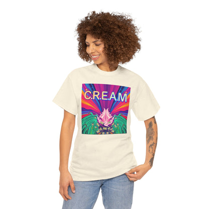 C.R.E.A.M. Unisex Heavy Cotton Tee, Colorful Graphic Shirt, Casual Wear, Music Festival Tee, Gift for Art Lovers