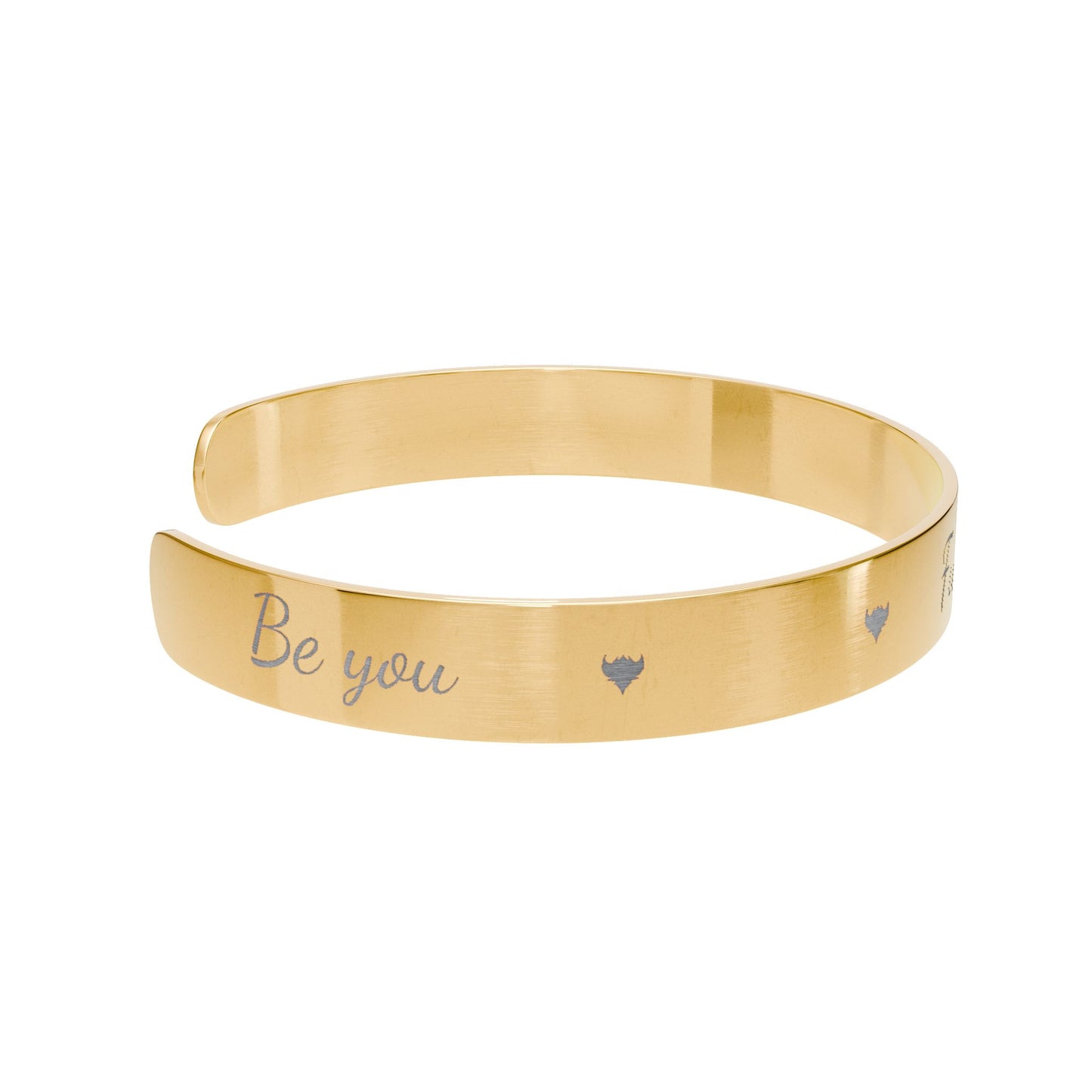 "Be You, Fuck'Em, Do You" Engraved Gold Cuff Bracelet — Personalized Script Message (Custom Text)