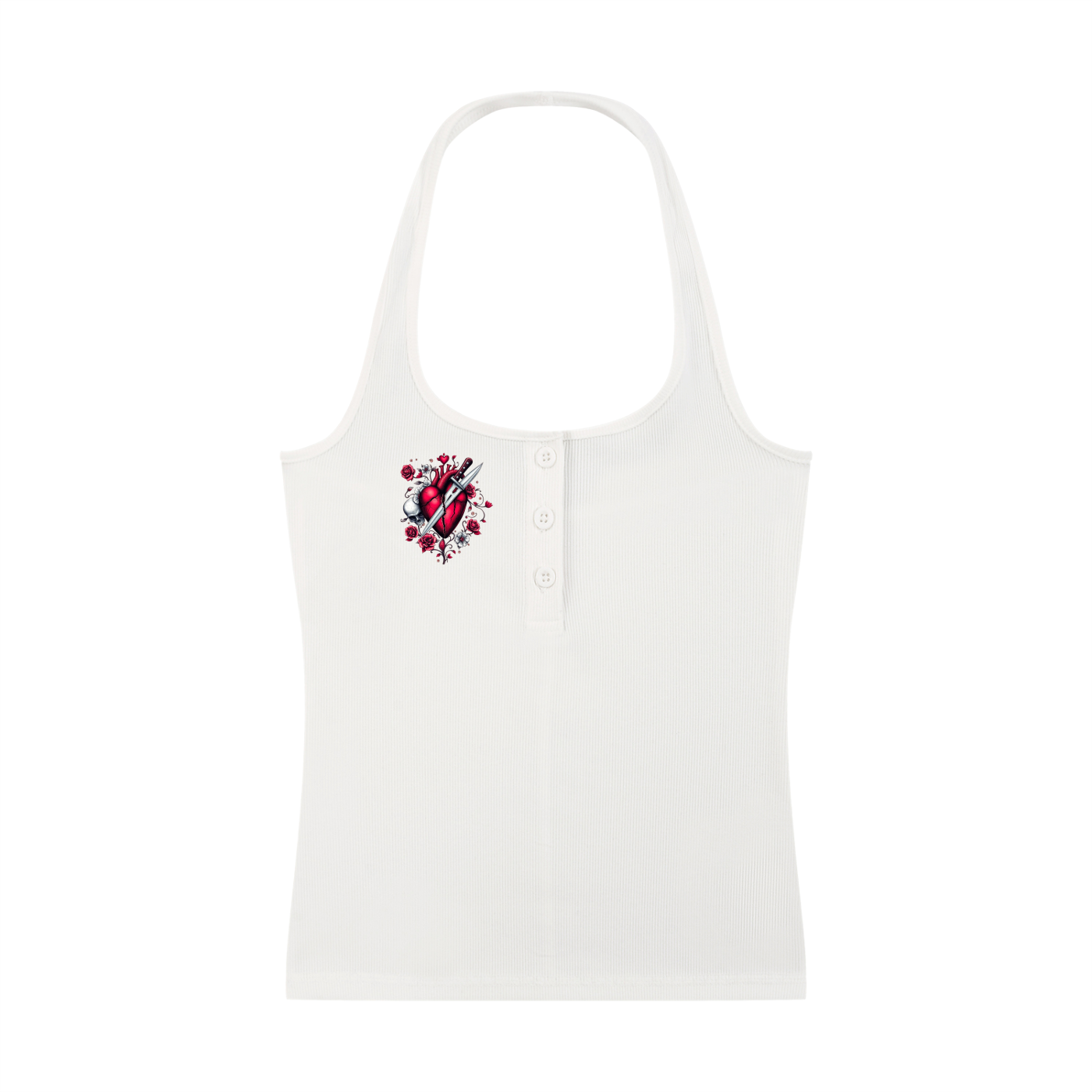 ""UG Apparel Chain Pattern" Women's Ribbed Henley Tank Top