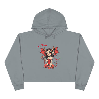 "Ungodly Apparel Slogan" Devilish Charm Crop Hoodie | Trendy Sweatshirt for Halloween, Gift for Her, Casual Wear, Perfect for Parties, Comfortable & Cool