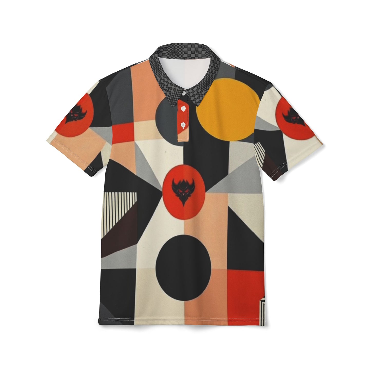 Abstract Geometric Polo Shirt —Ungodly Apparel Logo Retro Mid-Century Pattern
