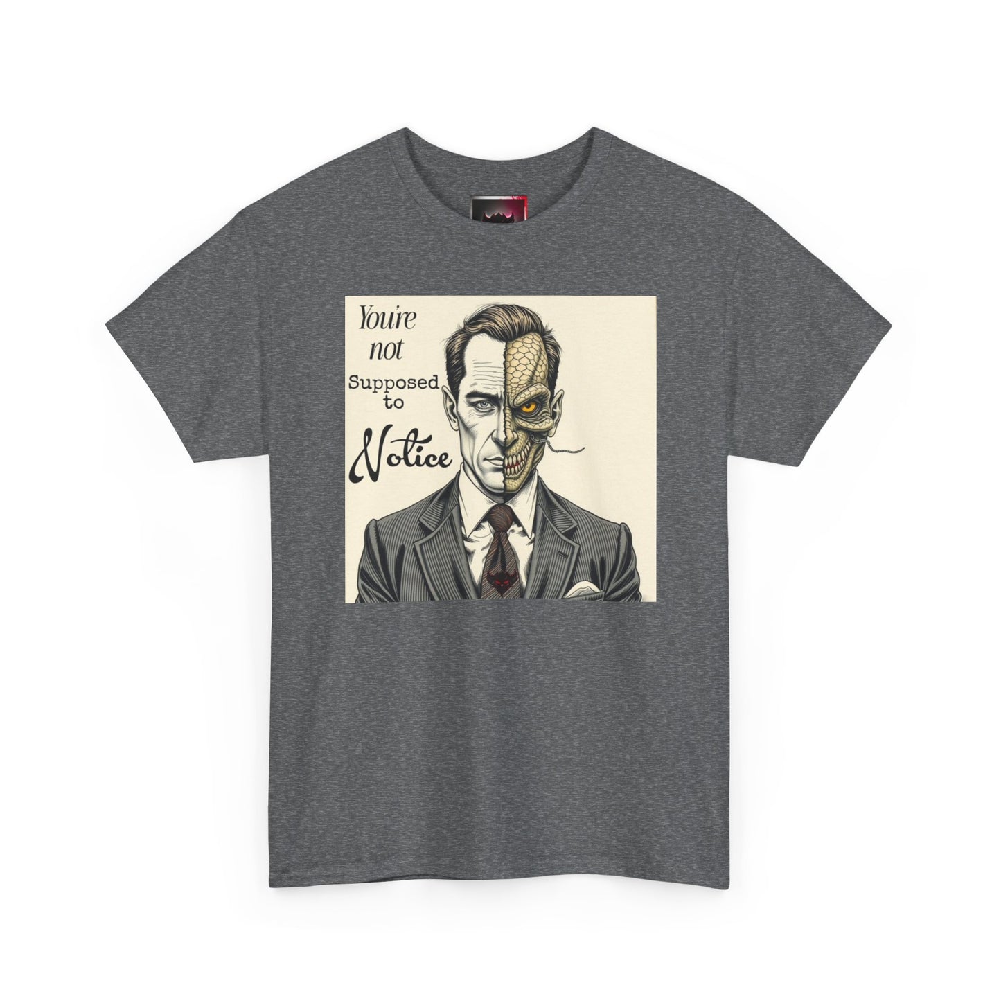 Vintage Noir Reptilian Portrait Tee — “You’re Not Supposed to Notice” Graphic T‑Shirt