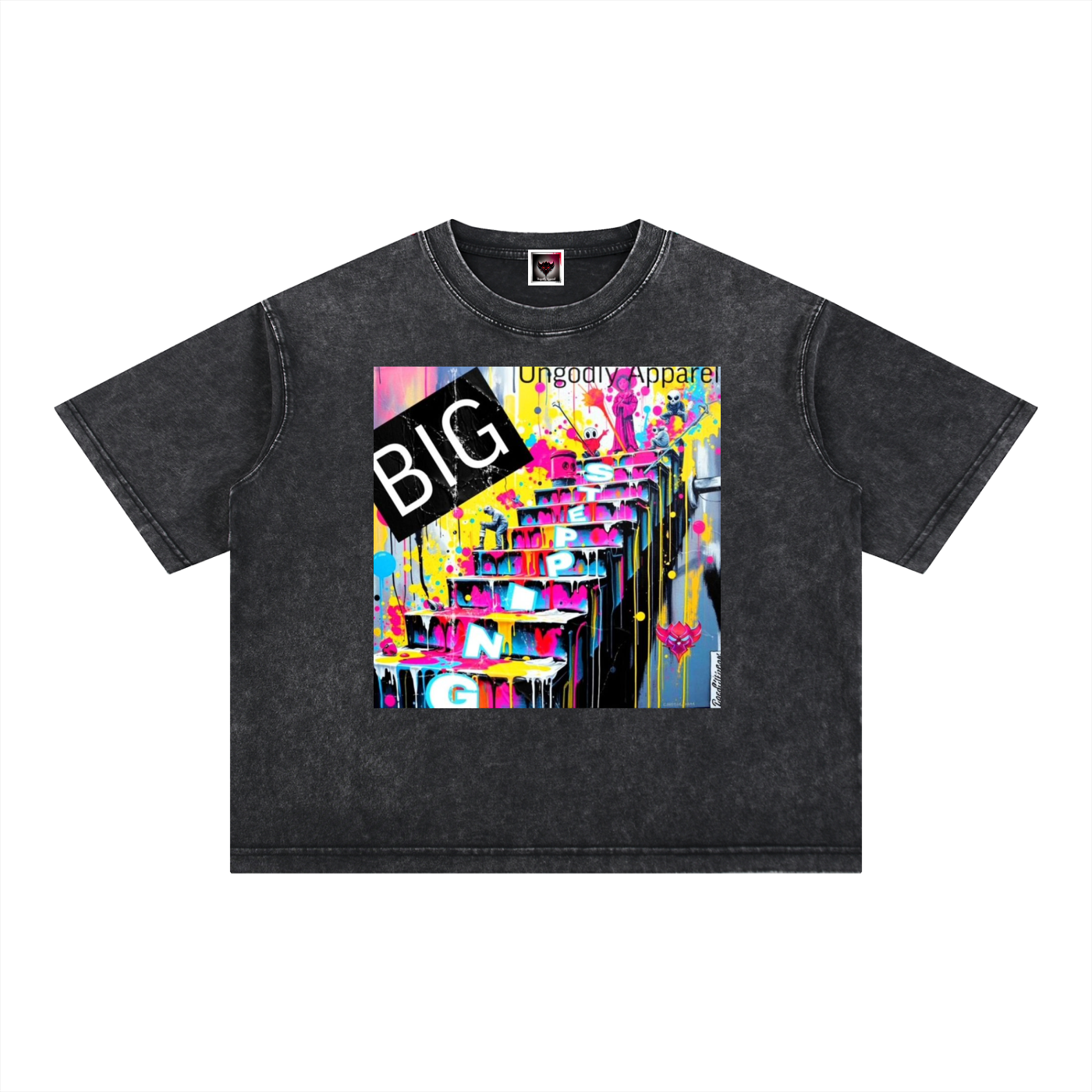 "Big Steppin" Mineral Wash Boxy Cotton T-Shirt