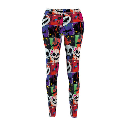 Halloween-Themed Women's Casual Leggings, Spooky Leggings, Festive Activewear, Halloween Outfit, Cozy Fall Fashion