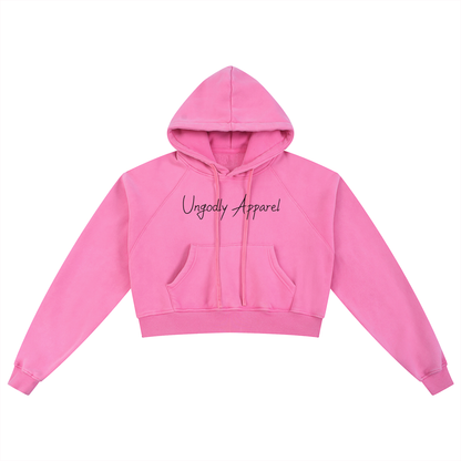"Hot Girl with Villain Tendencies" Snow Washed Cropped Hoodie