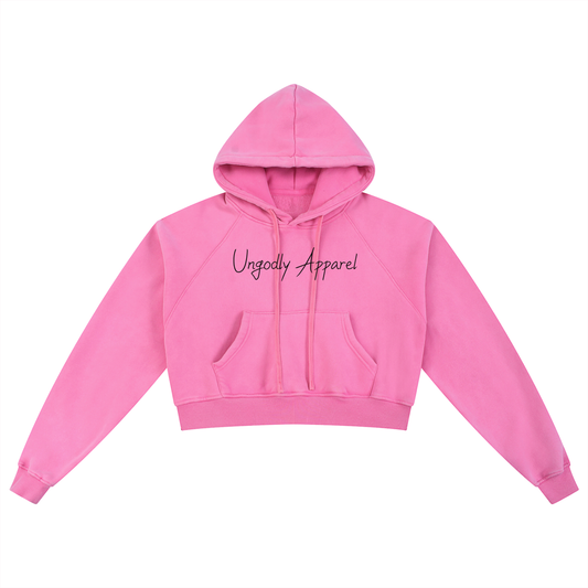 "Hot Girl with Villain Tendencies" Snow Washed Cropped Hoodie