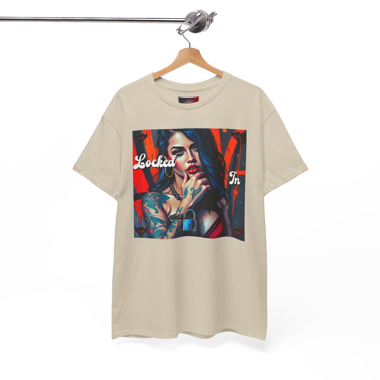 "Locked In" Graphic Unisex Heavy Cotton Tee - Stylish Tattoo Art Shirt