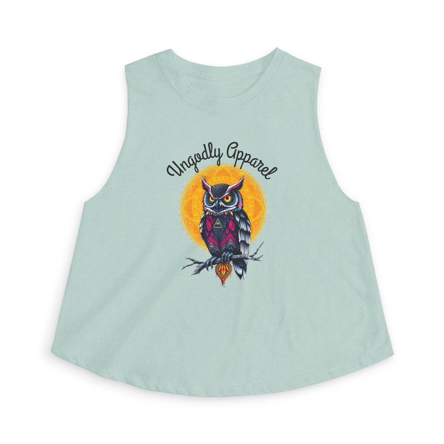 Owl Moon Crop Top — Vintage Night Owl Graphic Women's Crop Tank