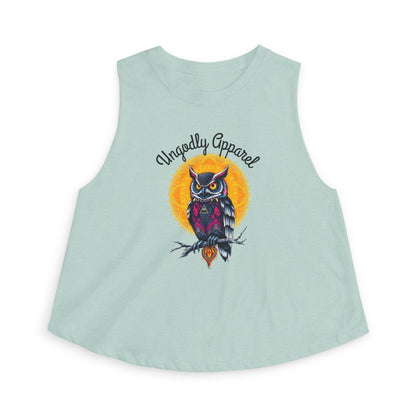 Owl Moon Crop Top — Vintage Night Owl Graphic Women's Crop Tank