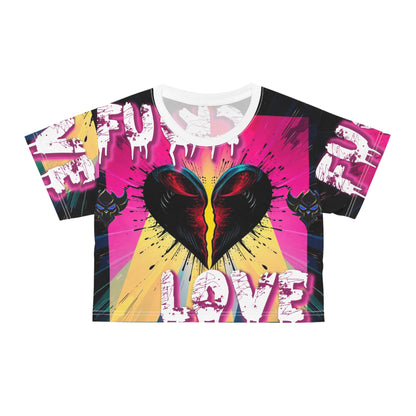 "F*ck Love" Bold Love Crop Tee - Vibrant Graphic Design, Perfect for Casual Wear or Gift